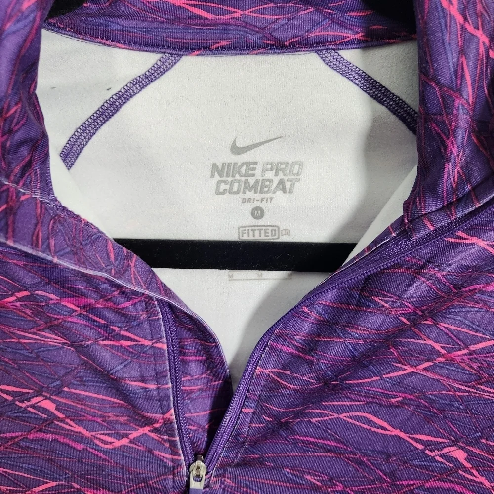 Nike pro combat purple fitted Dry-fit 1/2 zip up track jacket. Size medium
